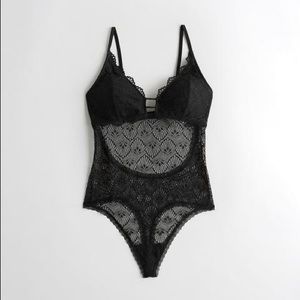Hollister Crochet Lace Thong Bodysuit Black XS